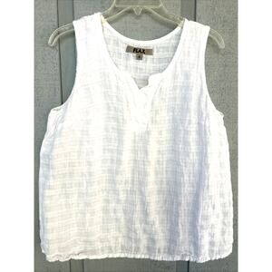 FLAX Designs Woven White Linen Tank Womens Small Beach Resort Cruise Casual
